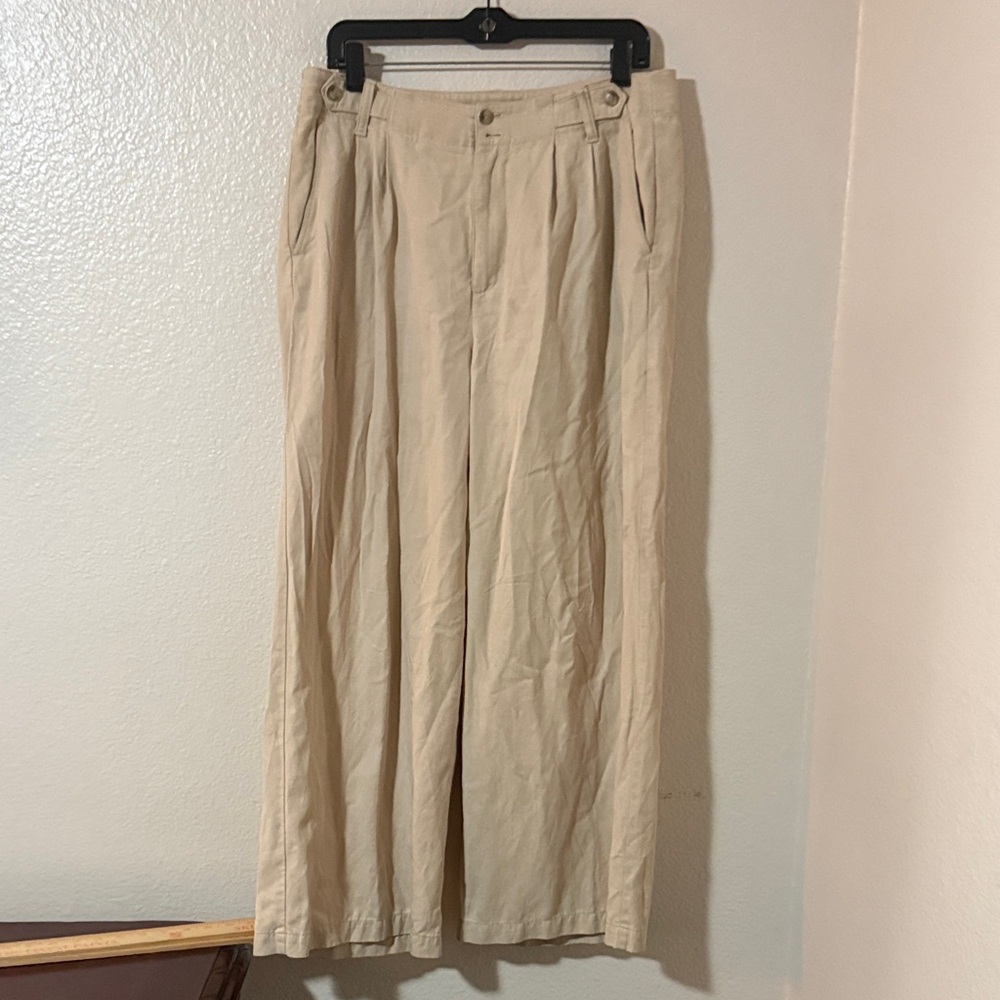 Madewell linen Harlow wide leg linen Lagenlook Beige Pants Sz 10 P - Picture 2 of 13